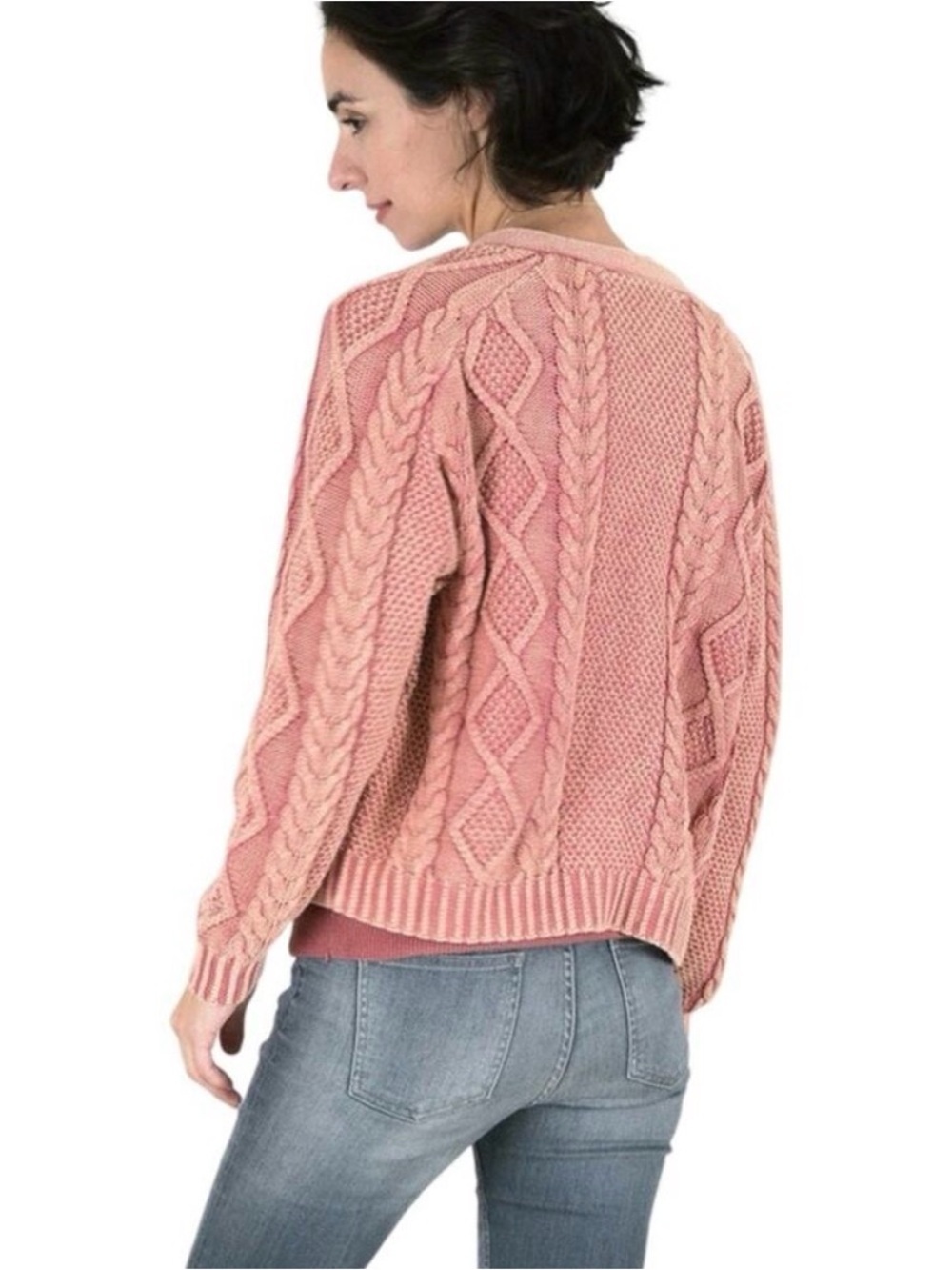 CALLAHAN Revolve Women's Pink Cable Knit Sweater - Boatneck - Size XS